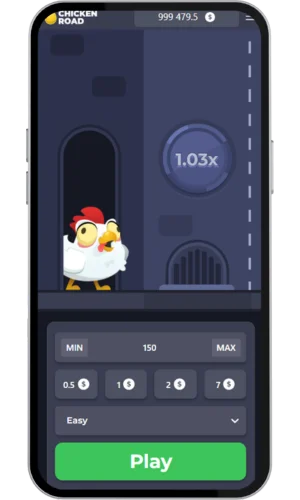 Startvy i Chicken Road med insatsinställning