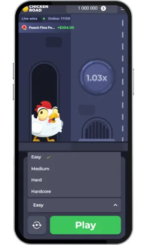 Chicken Roadin vaikeustasoasetukset