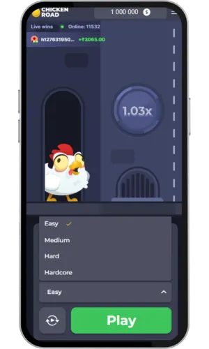 Vanskelighetsnivå i Chicken Road