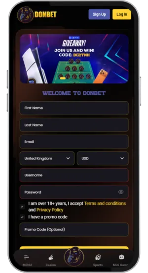 Casino registration form