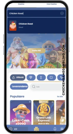 Søg efter Chicken Road i casinoudvalget