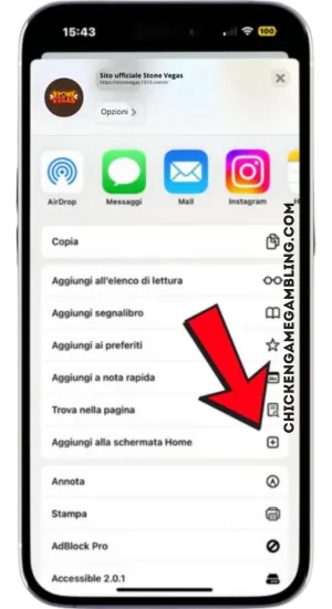 Aggiungi alla schermata Home