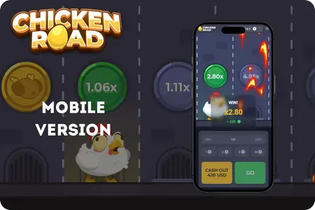 Chicken Road mobile gameplay on a smartphone screen showing the bet controls and step multiplier interface
